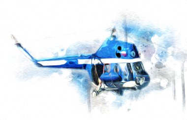 askeri helikopter resim sanatı klasiği çiziyor