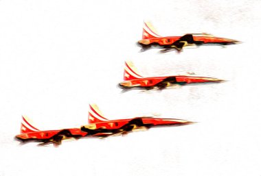 Amerikan savaş uçağı resim sanatı klasiği çiziyor.