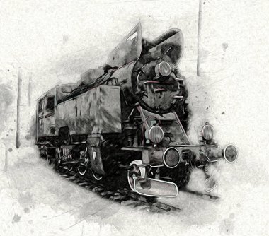 Eski buharlı lokomotif motoru antika