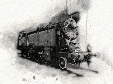 Eski buharlı lokomotif motoru antika