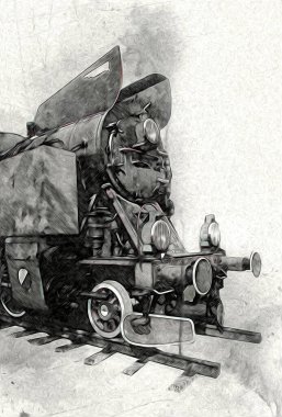 Eski buharlı lokomotif motoru antika