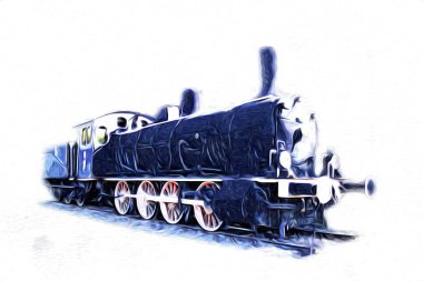 Eski buharlı lokomotif motoru antika