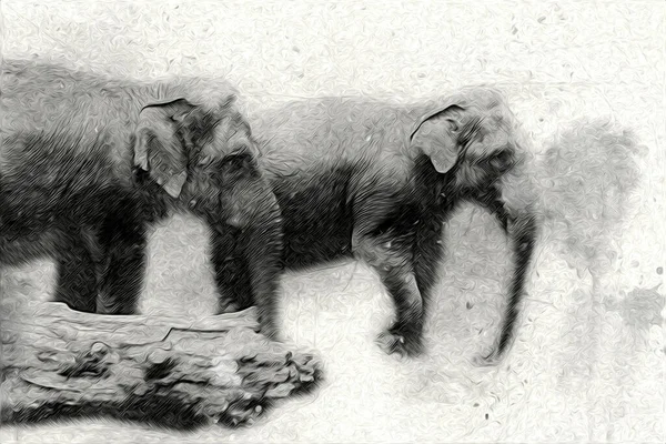 Elefante Arte Ilustración Retro Vintage Viejo — Foto de Stock