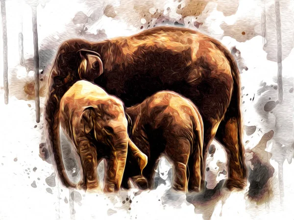 Elefante Arte Illustrazione Retrò Vintage Vecchio — Foto Stock