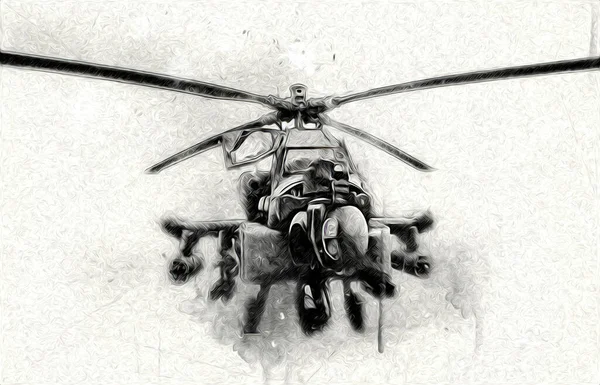 Militärhubschrauber Zeichnung Illustration Kunst Jahrgang — Stockfoto