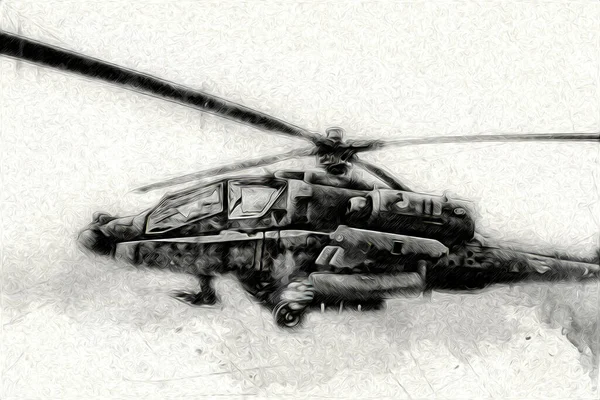 military helicopter drawing illustration art vintage