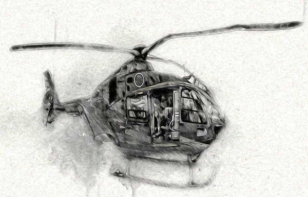 Hélicoptère Militaire Dessin Illustration Art Vintage — Photo
