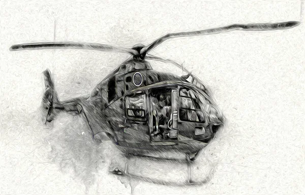 Wojskowy Helikopter Rysunek Ilustracja Sztuka Vintage — Zdjęcie stockowe