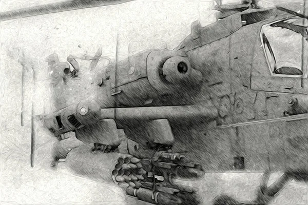 Militärhubschrauber Zeichnung Illustration Kunst Jahrgang — Stockfoto