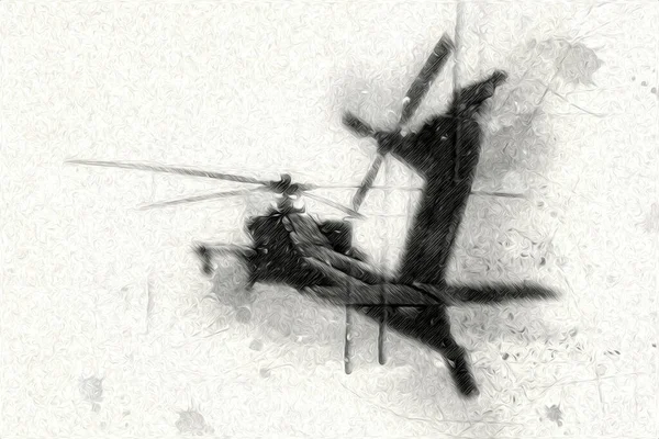 askeri helikopter resim sanatı klasiği çiziyor