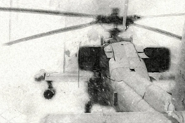 askeri helikopter resim sanatı klasiği çiziyor