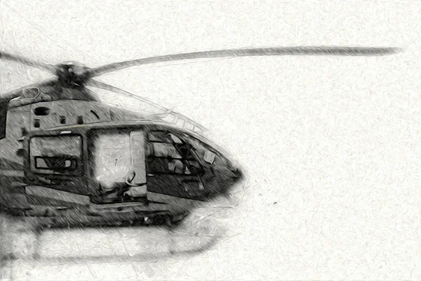 Militaire Helikopter Tekening Illustratie Kunst Vintage — Stockfoto