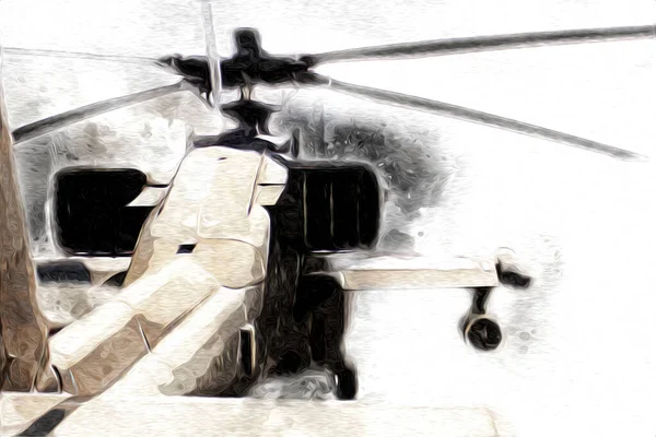 Wojskowy Helikopter Rysunek Ilustracja Sztuka Vintage — Zdjęcie stockowe