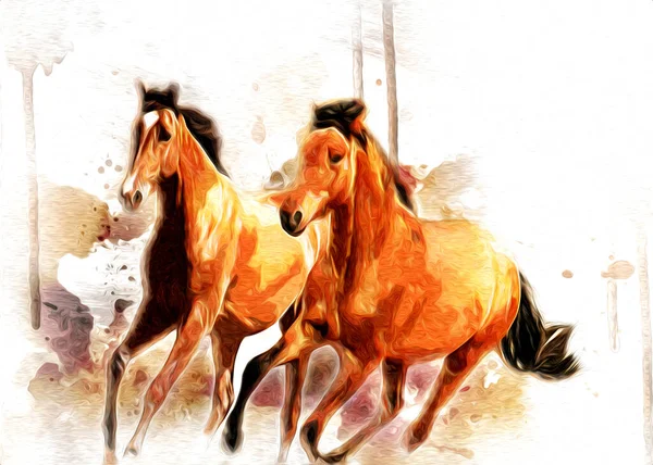 Colorido Caballo Arte Ilustración Grunge Pintura —  Fotos de Stock