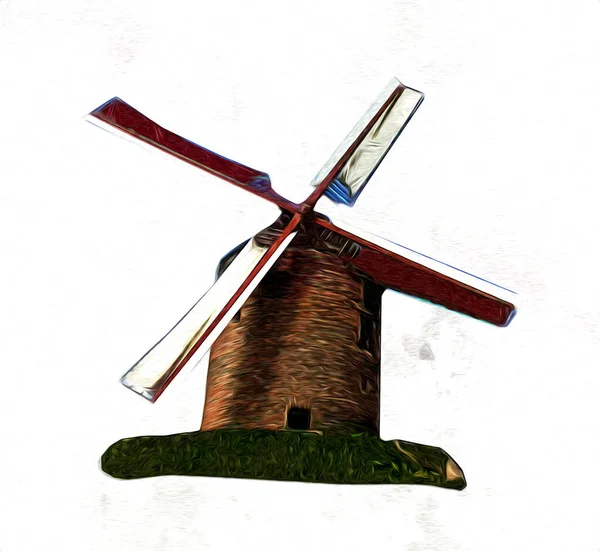 Windmill Old Retro Vintage Drawing Illustration Art — Stock Photo, Image