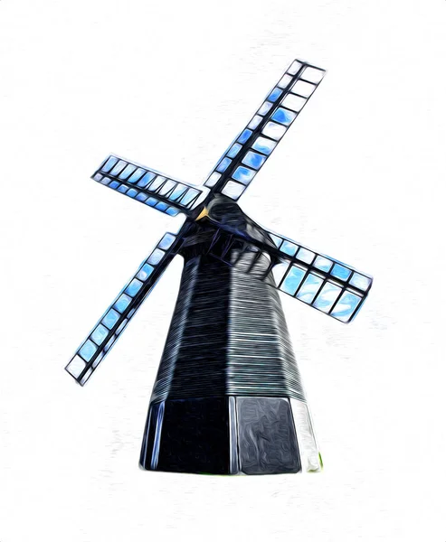 Ветряная Мельница Старые Ретро Винтажные Рисунки Иллюстрации — стоковое фото