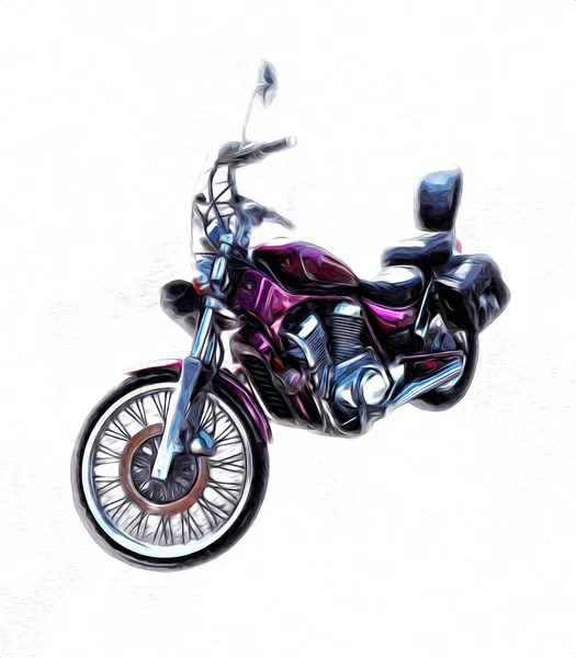 Motor Cycle Llustration Color Isolated Art Vintage Retro — Stock Photo, Image