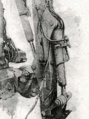 Ekskavatör illüstrasyon izole renk sanat eseri