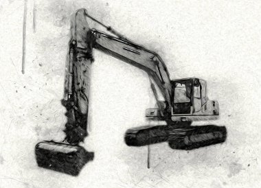 Ekskavatör illüstrasyon izole renk sanat eseri