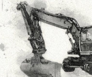 Ekskavatör illüstrasyon izole renk sanat eseri
