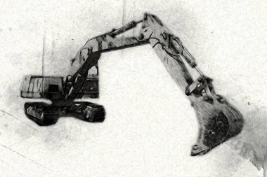 Ekskavatör illüstrasyon izole renk sanat eseri