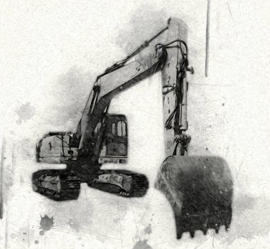 Ekskavatör illüstrasyon izole renk sanat eseri