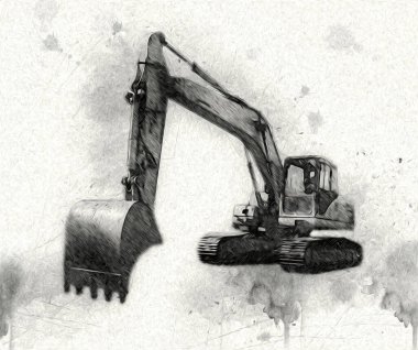 Ekskavatör illüstrasyon izole renk sanat eseri