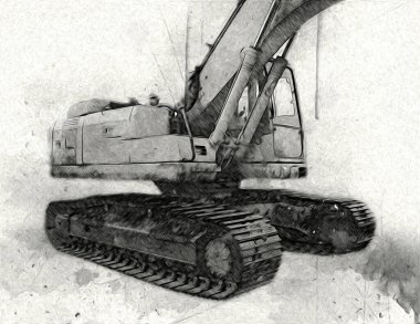Ekskavatör illüstrasyon izole renk sanat eseri