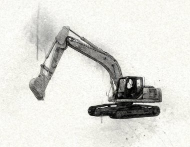 Ekskavatör illüstrasyon izole renk sanat eseri