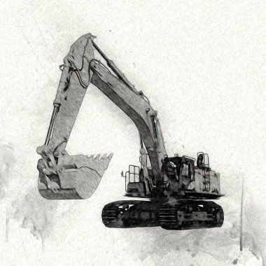 Ekskavatör illüstrasyon izole renk sanat eseri