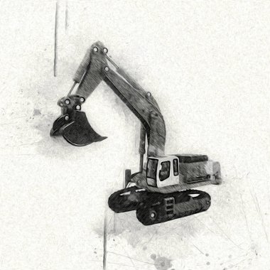 Ekskavatör illüstrasyon izole renk sanat eseri