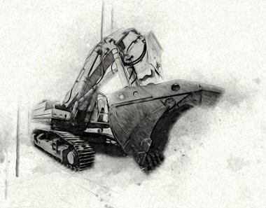 Ekskavatör illüstrasyon izole renk sanat eseri
