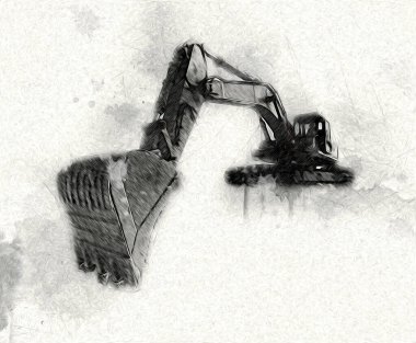 Ekskavatör illüstrasyon izole renk sanat eseri
