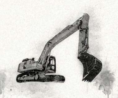 Ekskavatör illüstrasyon izole renk sanat eseri