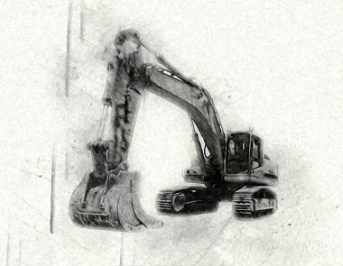 Ekskavatör illüstrasyon izole renk sanat eseri