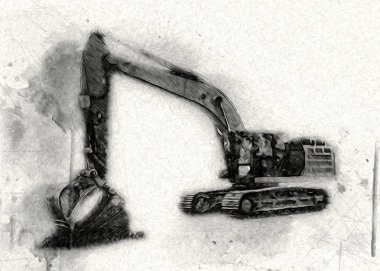 Ekskavatör illüstrasyon izole renk sanat eseri
