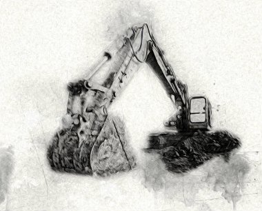 Ekskavatör illüstrasyon izole renk sanat eseri