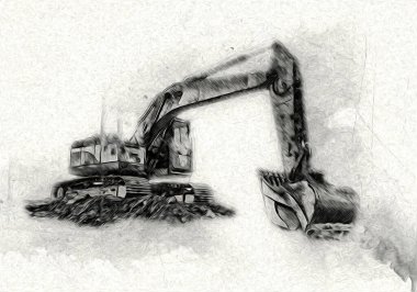 Ekskavatör illüstrasyon izole renk sanat eseri