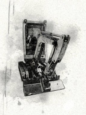 Ekskavatör illüstrasyon izole renk sanat eseri
