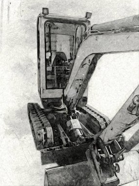 Ekskavatör illüstrasyon izole renk sanat eseri