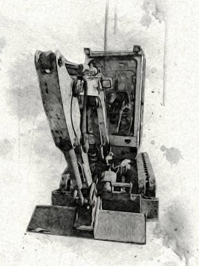 Ekskavatör illüstrasyon izole renk sanat eseri