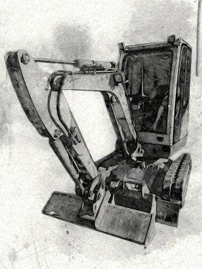 Ekskavatör illüstrasyon izole renk sanat eseri