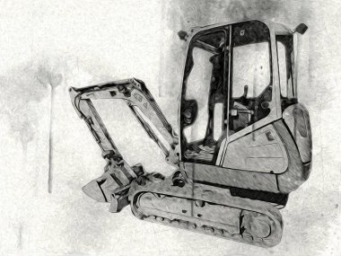 Ekskavatör illüstrasyon izole renk sanat eseri