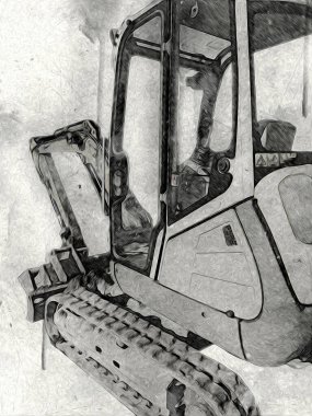 Ekskavatör illüstrasyon izole renk sanat eseri