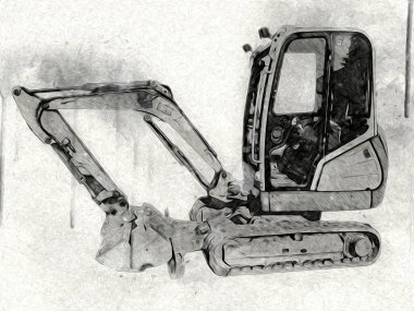 Ekskavatör illüstrasyon izole renk sanat eseri