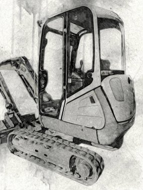 Ekskavatör illüstrasyon izole renk sanat eseri