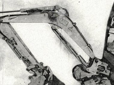 Ekskavatör illüstrasyon izole renk sanat eseri