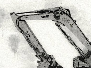 Ekskavatör illüstrasyon izole renk sanat eseri