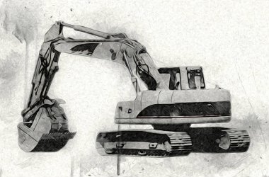 Ekskavatör illüstrasyon izole renk sanat eseri