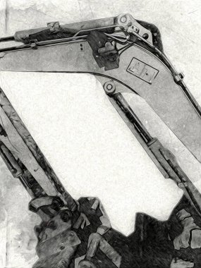 Ekskavatör illüstrasyon izole renk sanat eseri